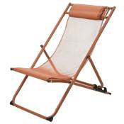 Chaise longue pliante chilienne métal marron 63x8x115cm