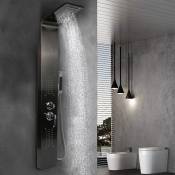 Colonne douche en acier inox 304 avec mitigeur, Panneau douche multifonctionnel 4 fonctions, douche cascade et hydromassante, noir