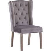 Décoshop26 - Chaise de salle à manger design classique capitonné pieds en bois en velours gris - gris