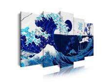 Dekoarte - impression sur toile moderne | décoration pour le salon ou chambre | grande vague kanagawa bleu | 150x80cm C0538
