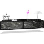 Ensemble de 2 set meuble tv Lana 80 lowboards noir mat - haute brillance - Façades en Marbre Graphite - Façades en Marbre Graphite - Vladon