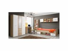 Ensemble de meuble de chambre - dino iv - 5 éléments - chêne et blanc