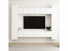 Ensemble de meubles tv 10 pcs | bancs tv armoires de rangement blanc aggloméré meuble pro frco89019