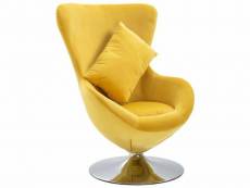 Fauteuil chaise siège lounge design club sofa salon pivotant en forme d’œuf avec coussin jaune velours helloshop26 1102201par3
