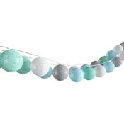 Guirlande „Cotton Balls“ 310cm Blanc/Gris/Vert/Menthe/Bleu