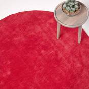 HOMESCAPES Tapis décoratif Rond Couleur Rouge 70 cm