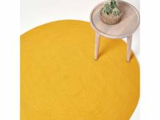 Homescapes tapis rond tissé à plat en coton jaune moutarde, 120 cm RU1335C