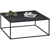 Idimex - Table basse carrée hilar, cadre et plateau en métal laqué noir