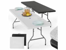 Jago® table pliante - 183 x 76 cm, cadre en acier, max. 150 kg, avec poignée de transport, portable, imperméable, pour 6 personnes, rectangulaire, en