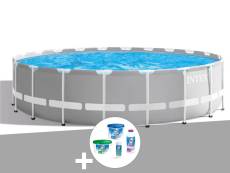 Kit piscine tubulaire Intex Prism Frame ronde 6,10 x 1,32 m + Kit de traitement au chlore