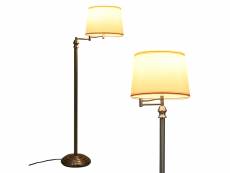 Lampadaire sur pied salon 152cm à bras oscillant 360° avec abat-jour pvc e27 socket(max 60w) tube en fer nickelé chambre