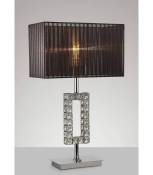Lampe de Table Florence Rectangle avec Abat jour noir 1 Ampoule chrome poli/cristal