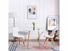 Lot de 2 chaises scandinaves au design contemporain pour cuisine avec pieds en bois de chêne - blanc