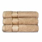Lot de 3 serviettes éponge 50*90 cm 380 gr/m2 beige