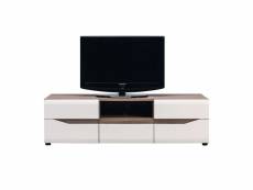 Meuble tv 150 cm blanc-chêne - oniel - l 150 x l 47 x h 43 cm