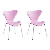 Meubletmoi - 2 chaises roses empilables piétement chromé - Pop