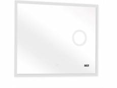 Miroir de salle de bain led tactile mural horloge numérique éclairage blanc froid ou chaud miroir lumineux cosmétique(haut-parleur bluetooth + miroir