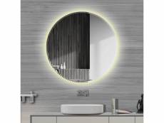 Miroir de salle de bain rond anti-buée hombuy - blanc chaud 70*70*4.5cm