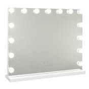Miroir Maquillage Lumineux 15 LED 3 Modes 58x46x12cm Blanc