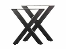 Pieds de table en profil carré 72 x 60cm noir revêtement