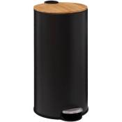 Poubelle couvercle bambou 30l modern color noir - Gris