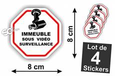 Sticker Vidéo-Surveillance Immeuble Autocollant (Lot de 4 Stickers)
