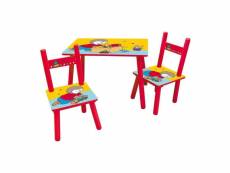 T choupi table rectangulaire 41,5x61x42 cm + 2 chaises 49,5x31x31,5cm