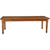 Table à rallonge bois massif de tilleul, avec finition noyer L250xPR100xH80 cm