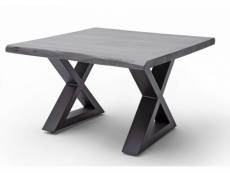 Table basse en bois d'acacia massif gris / acier anthracite