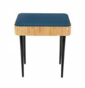 Table de chevet Riviera / Rotin - Tiroir - Maison Sarah Lavoine bleu en bois