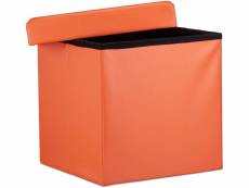 Tabouret pouf banquette pliant meuble de rangement stable synthétique 38 cm orange helloshop26 13_0002806_6
