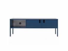 Uno - meuble tv en bois 2 portes l137cm - couleur - bleu canard 9008570023