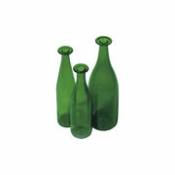 Vase 3 Green bottles / Carafes - Set de 3 bouteilles - 75 & 150 cl - Cappellini vert en verre