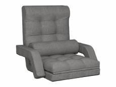 Vidaxl chaise pliable de sol avec fonction de lit gris