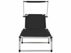 Vidaxl chaises longues pliables et toit 2 pcs aluminium textilène noir
