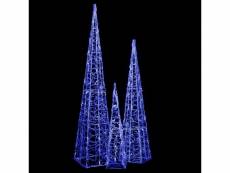 Vidaxl jeu de cônes lumineux à led acrylique bleu 60|90|120 cm