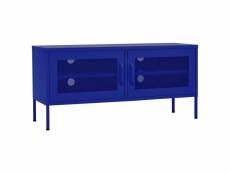 Vidaxl meuble tv bleu marine 105x35x50 cm acier