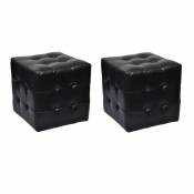Vidaxl Pouf cube capitonné noir (lot de 2) | Noir