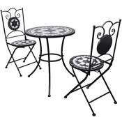 vidaXL Set de Bistro mosaïqué Table 60 cm et 2 chaises