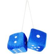 Voiture cube tridimensionnel dés，Double de en Peluche à Suspendre,bleu, 7x7cm
