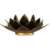 Zen Et Ethnique - Porte Bougie Fleur de Lotus noir et or
