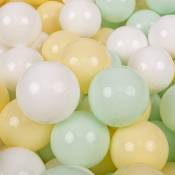 50 Balles/7Cm Balles Colorées Plastique Pour Piscine Enfant Bébé Fabriqué En eu, Jaune Pastel/Blanc/Menthe - jaune pastel/blanc/menthe - Kiddymoon