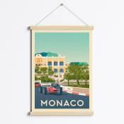 Affiche Monaco + Cadre Magnétique (Bois) 50x70 cm