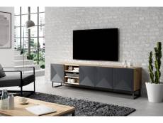 Bobochic ensemble alice avec meuble tv avec niche 200 cm + buffet 4 portes 200 cm pieds métal gris foncé