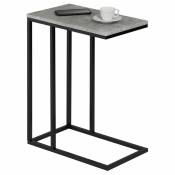 Bout de canapé DEBORA table d'appoint table à café table basse de salon cadre en métal noir et plateau en MDF décor béton - Couleur béton/Noir
