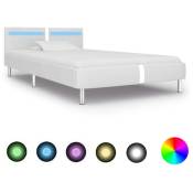 Cadre de lit avec led Blanc Similicuir 90 x 200 cm