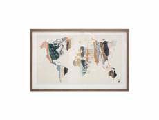 Cadre décoratif carte du monde en bois et verre 80