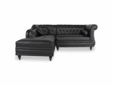 Canapé d'angle gauche empire noir style chesterfield
