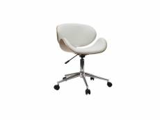 Chaise de bureau design blanc et bois clair walnut