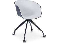 Chaise de bureau tapissée avec accoudoirs - chaise de bureau à roulettes - noir et blanc - jodie gris clair